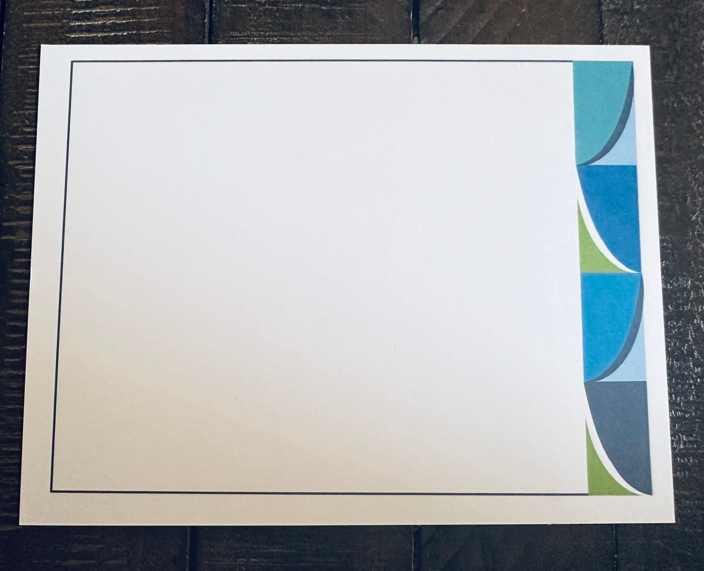 Blue BORDER GEO A2 Size Geometric note card set of 10
