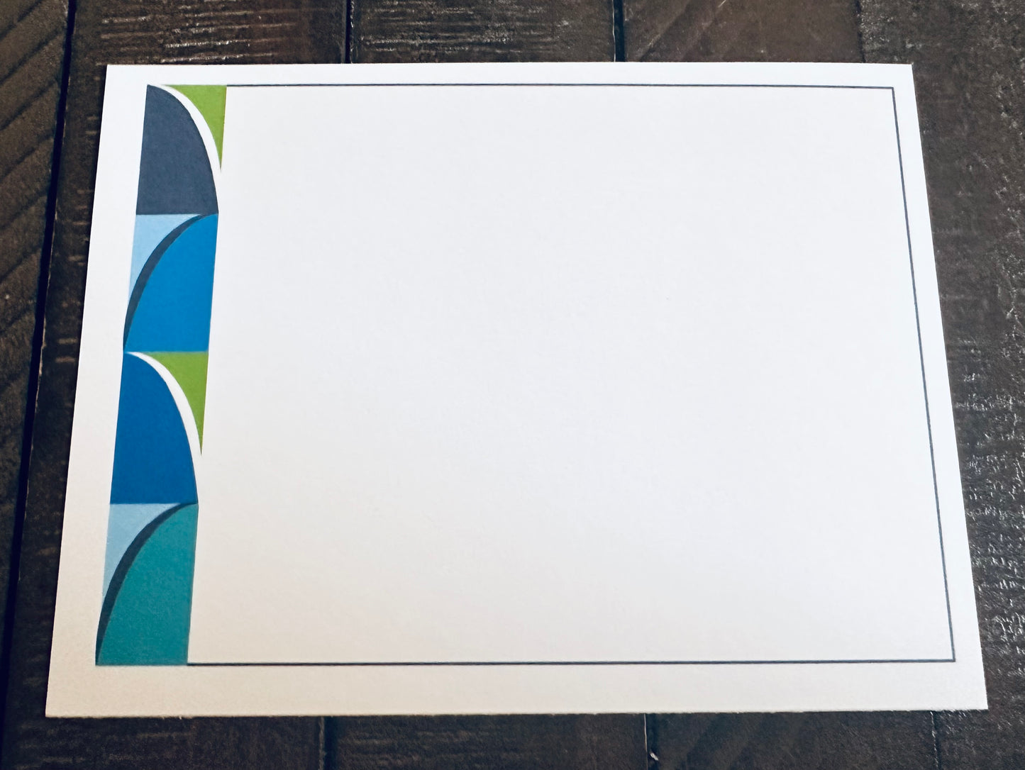 Blue BORDER GEO A2 Size Geometric note card set of 10