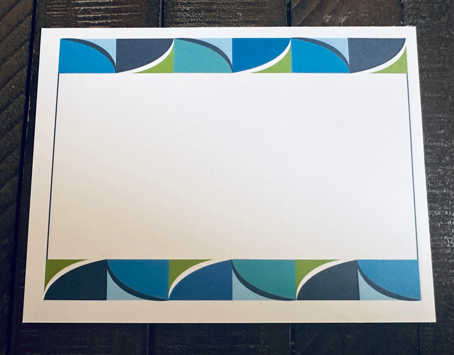 Blue BORDER GEO A2 Size Geometric note card set of 10