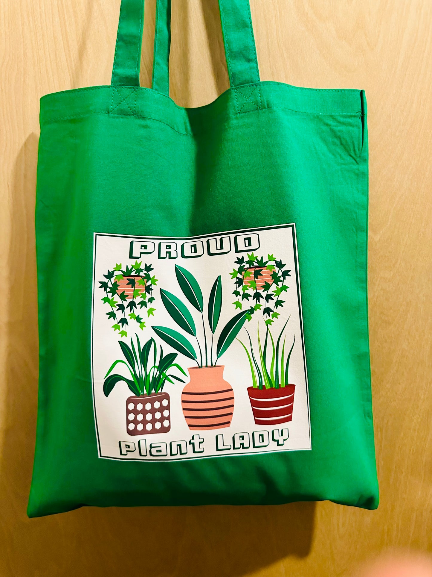 Green Plant Lady graphic Unisex Cotton Reusable Tote Bag