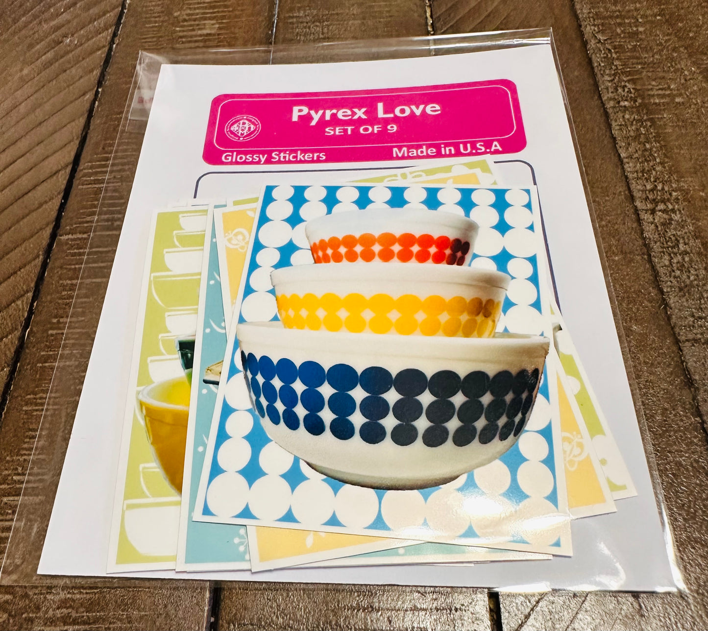 PYREX LOVE Vintage patterns Sticker Decals set of 9