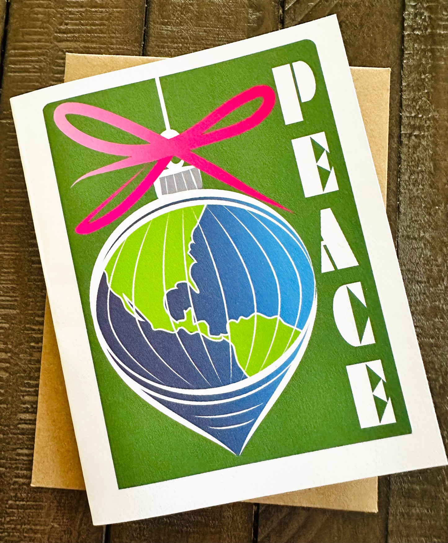 PEACE Globe Ornament Holiday Boxed Christmas cards set of 10
