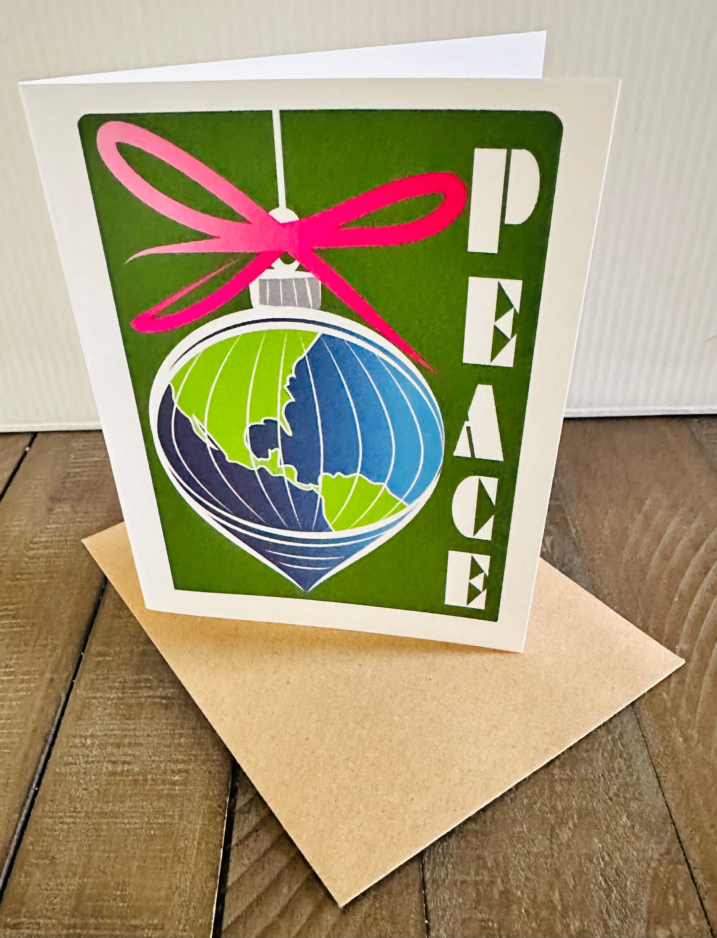 PEACE Globe Ornament Holiday Boxed Christmas cards set of 10