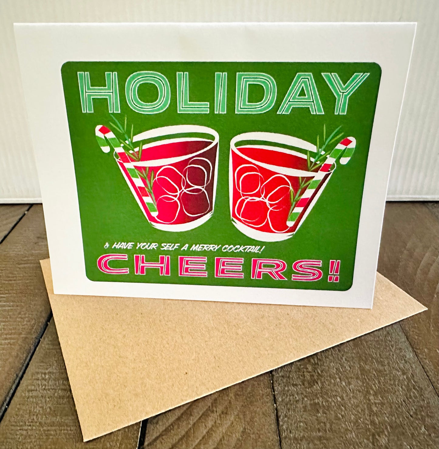 Holiday Cheers & Have Your Self a Merry Cocktail! Holiday Christmas card set of 10