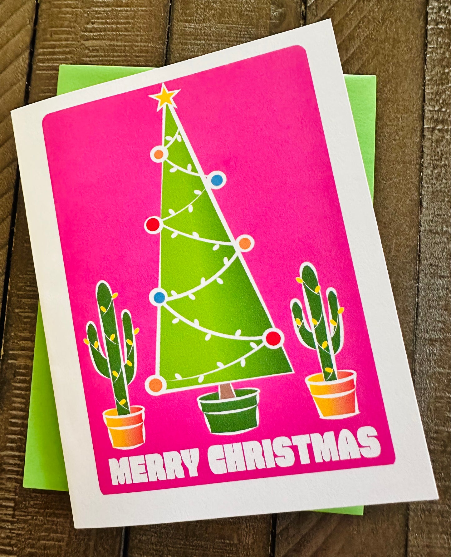 Garden Christmas Trees & Cactus Holiday Boxed Christmas card set of 10