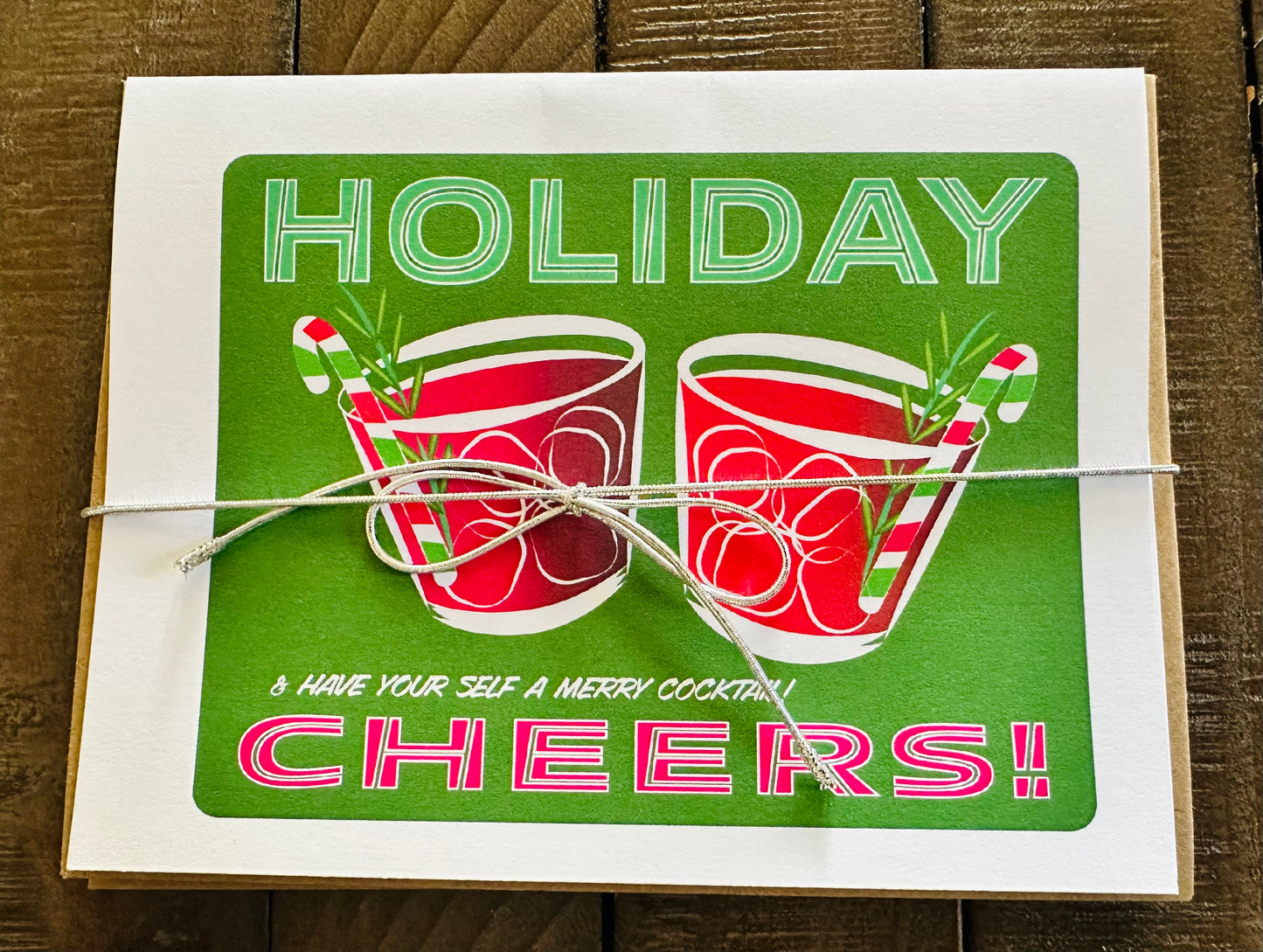 Holiday Cheers & Have Your Self a Merry Cocktail! Holiday Christmas card set of 10