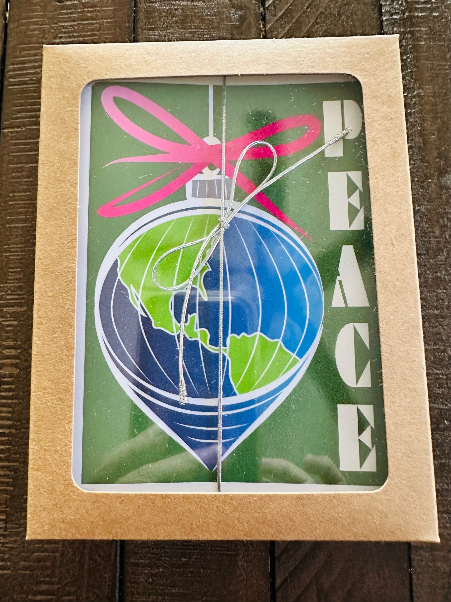 PEACE Globe Ornament Holiday Boxed Christmas cards set of 10