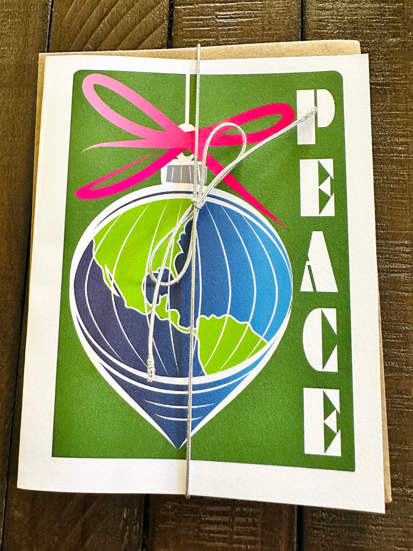 PEACE Globe Ornament Holiday Boxed Christmas cards set of 10