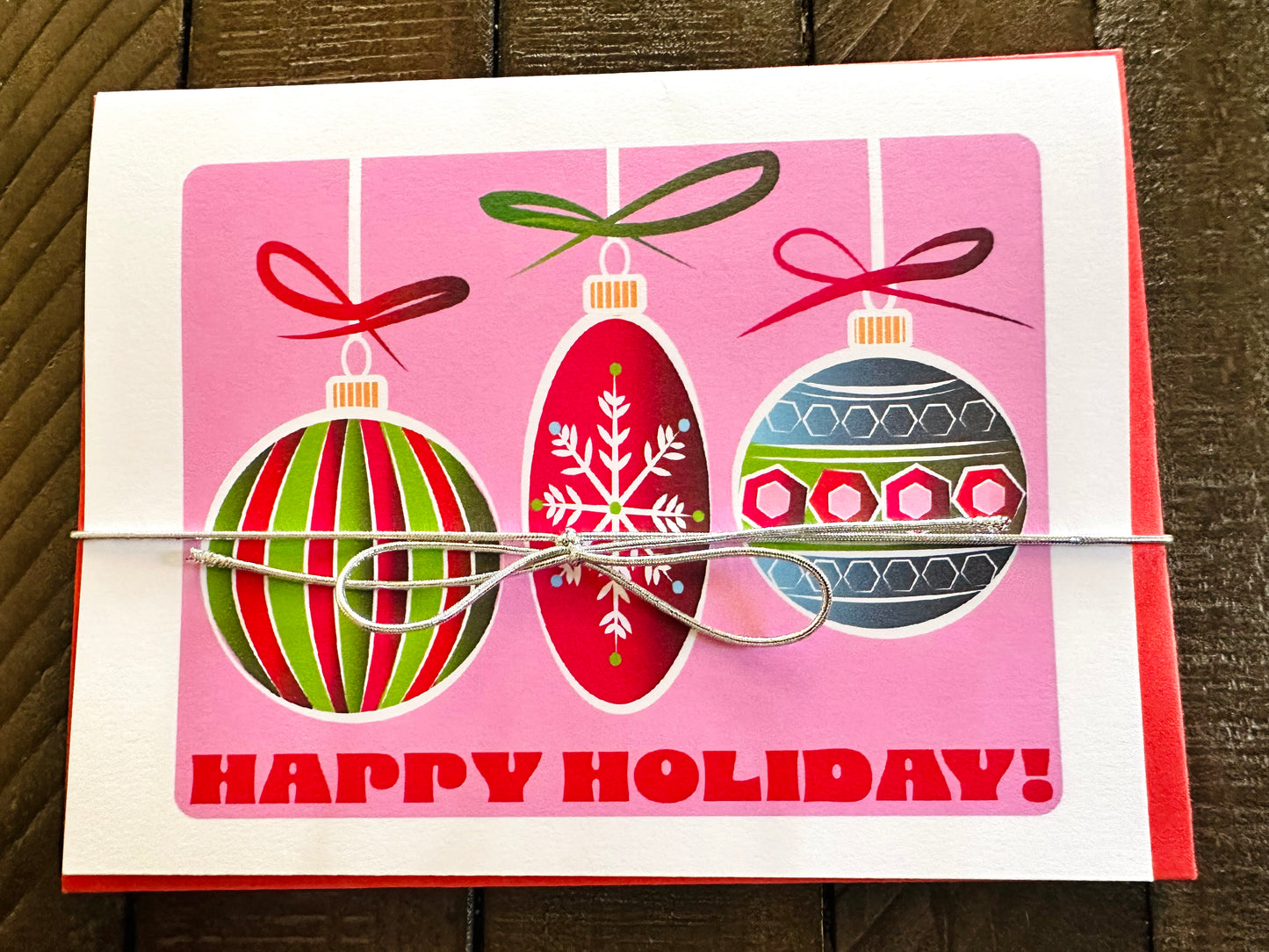 Happy Holiday Festive Ornaments! Holiday Boxed Christmas card set of 10