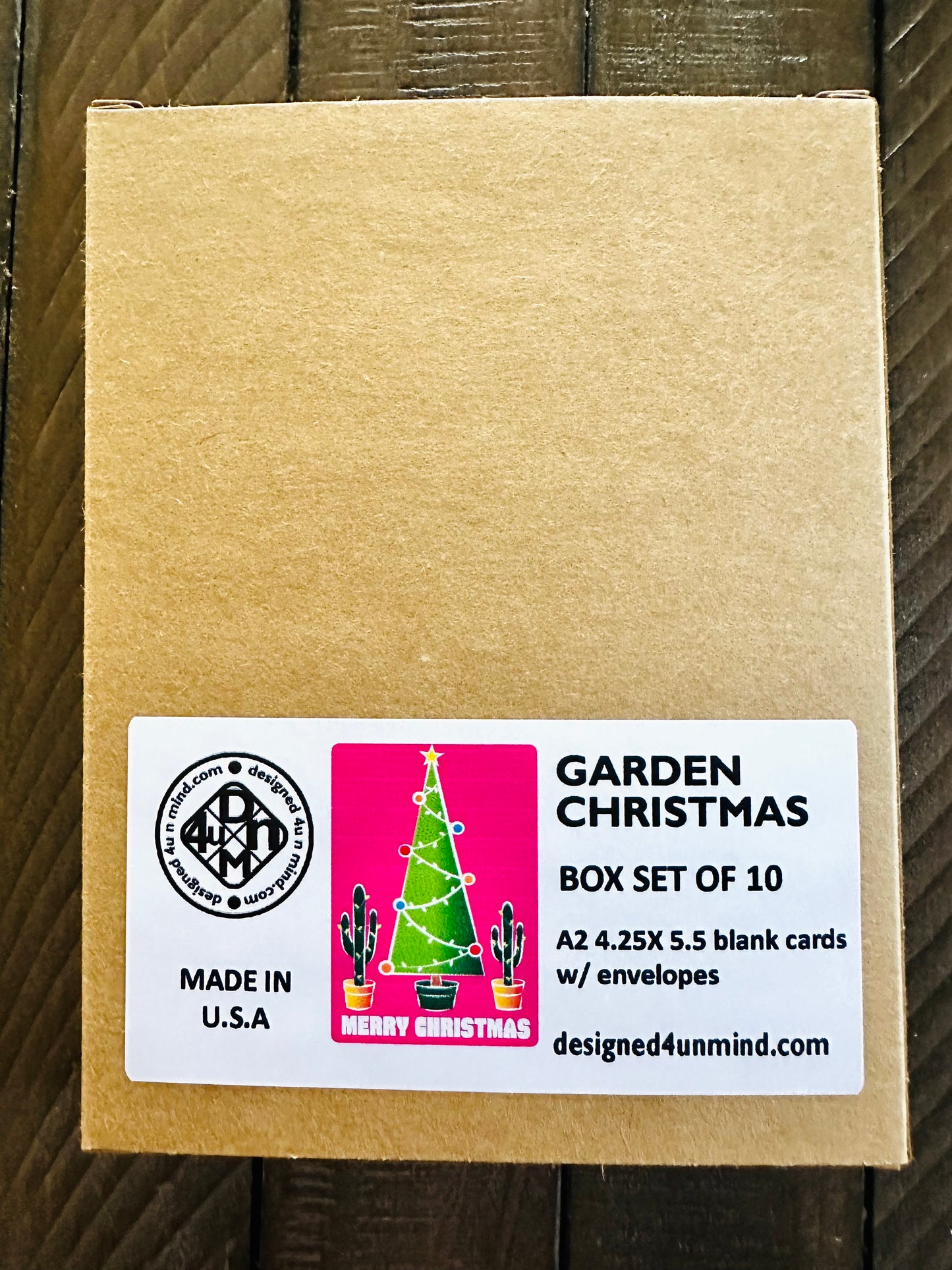 Garden Christmas Trees & Cactus Holiday Boxed Christmas card set of 10