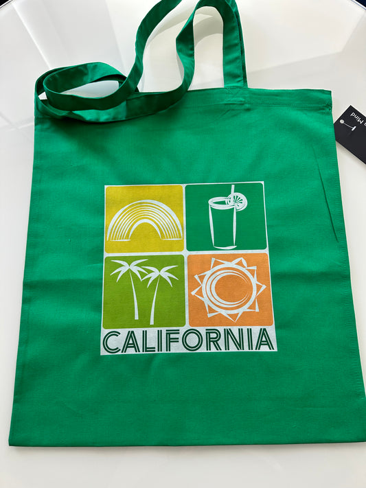 Green CALIFORNIA Icons graphic Unisex Cotton Reusable Tote Bag