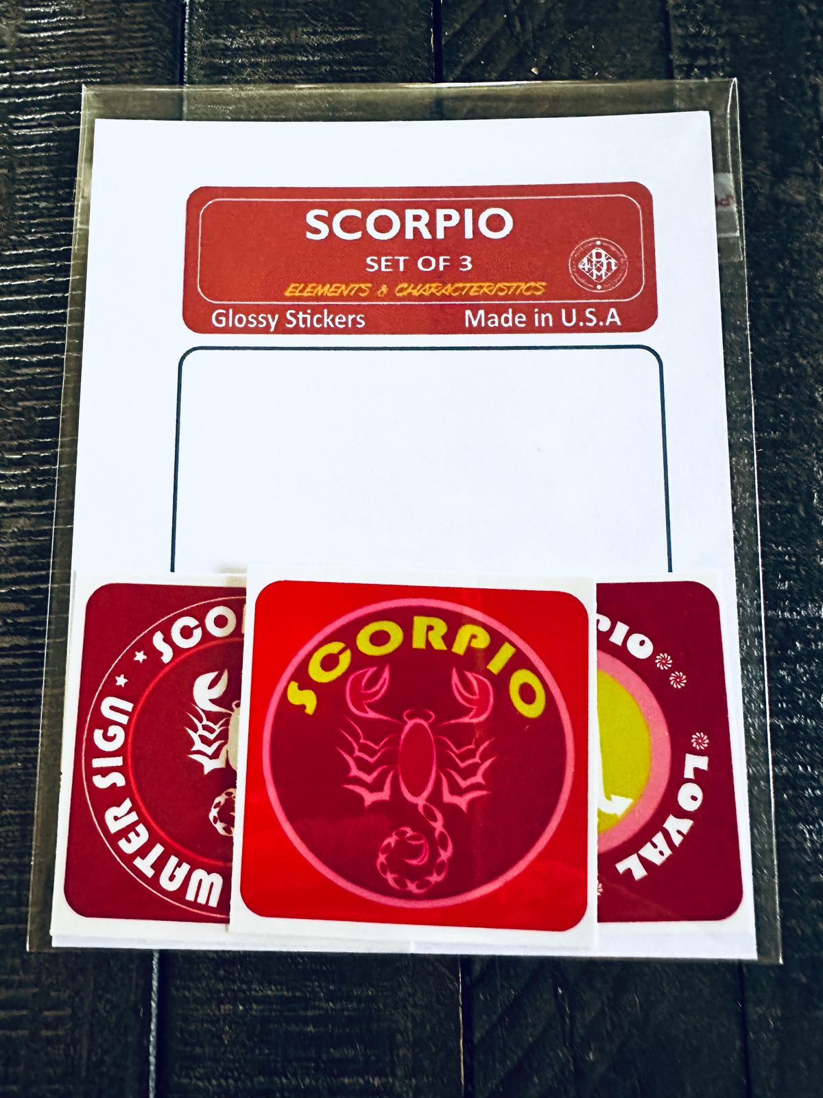 SCORPIO Bold Colorful Characteristic's & Traits Stickers Set of 3, Glossy Vinyl Decals