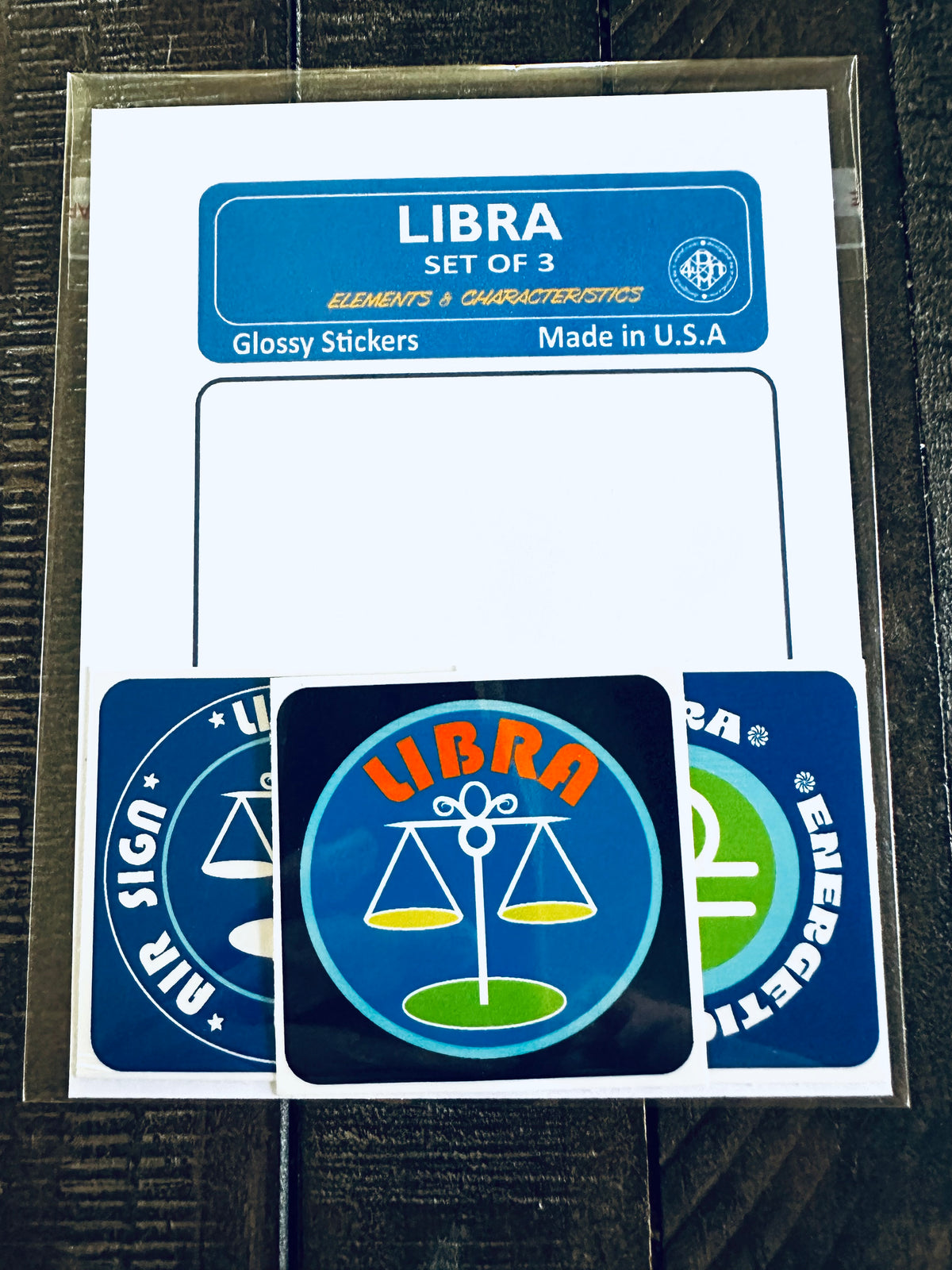 LIBRA Bold Colorful Characteristic's & Traits Stickers Set of 3, Glossy Vinyl Decals