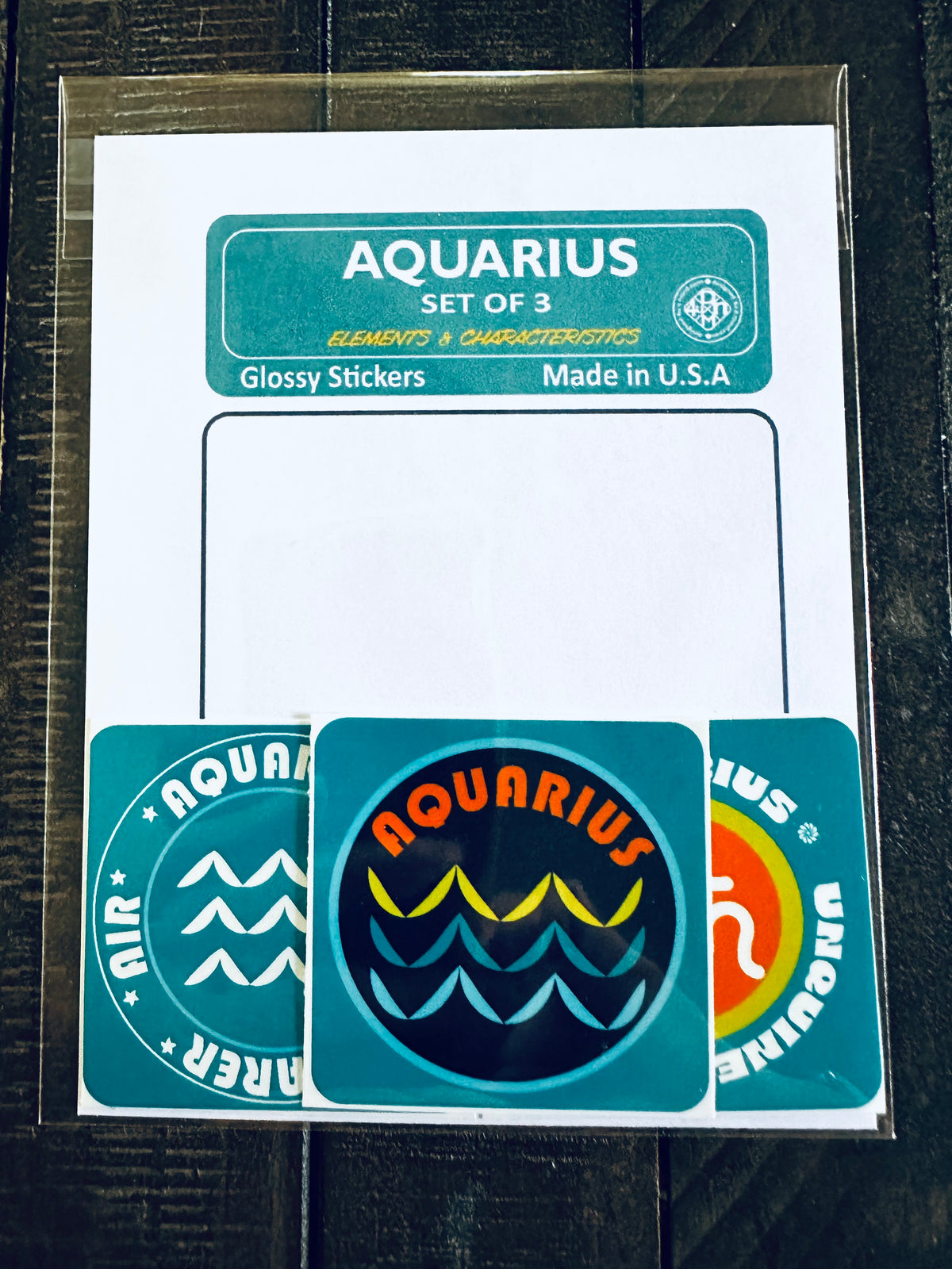 AQUARIUS Bold Colorful Characteristic's & Traits Stickers Set of 3, Glossy Vinyl Decals