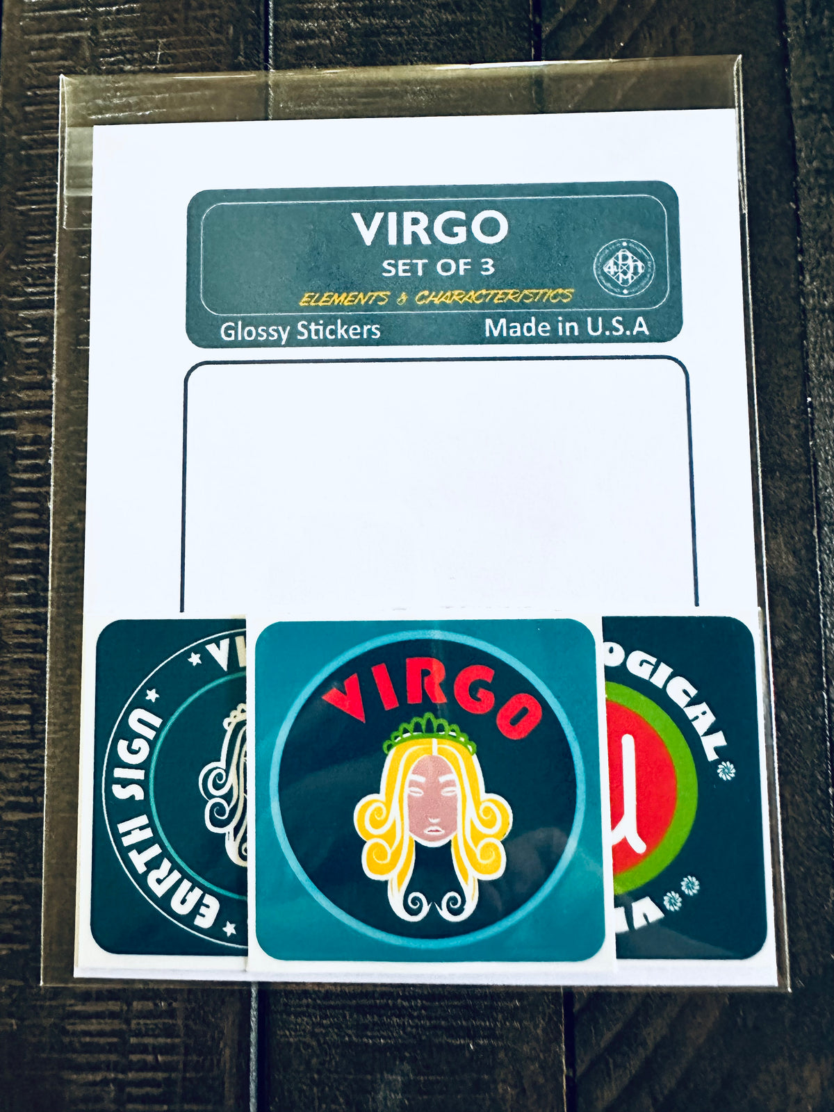 VIRGO Bold Colorful Characteristic's & Traits Stickers Set of 3, Glossy Vinyl Decals