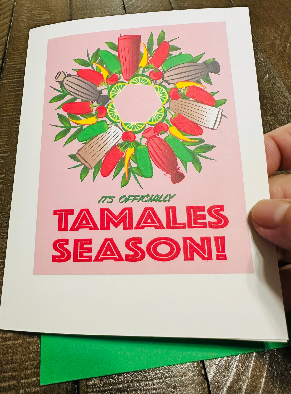 Its Officially Tamales Season Wreath Boxed Christmas card set of 10