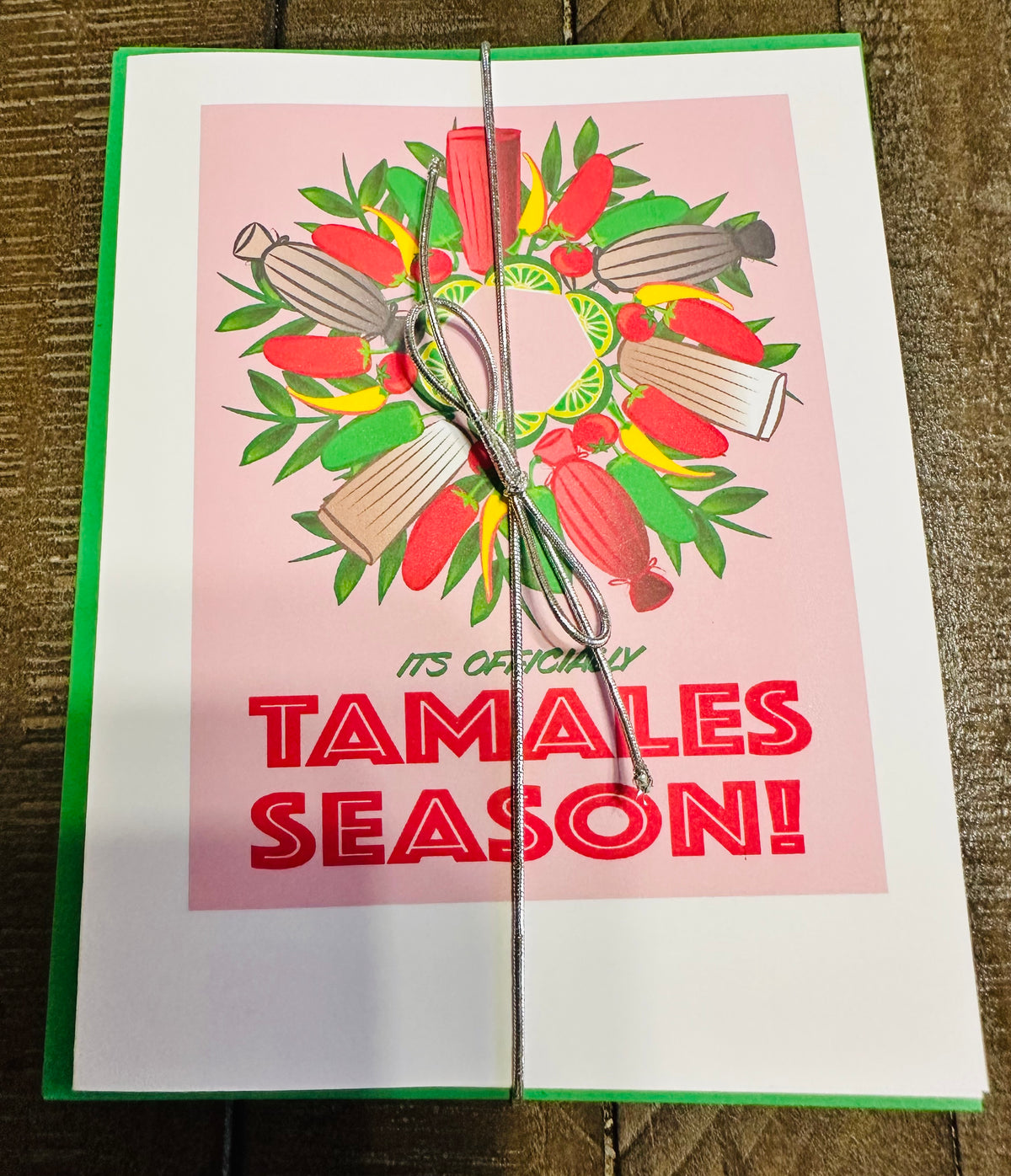 Its Officially Tamales Season Wreath Boxed Christmas card set of 10
