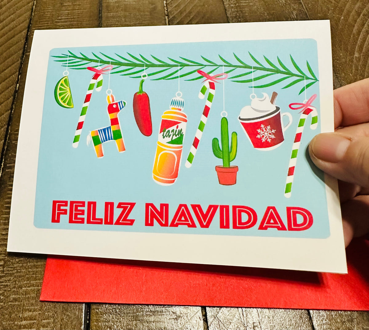Feliz Navidad Ornaments Boxed Christmas card set of 10