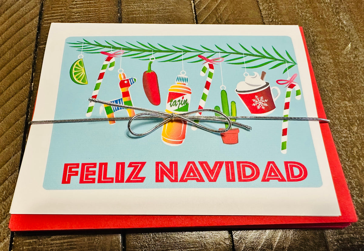 Feliz Navidad Ornaments Boxed Christmas card set of 10
