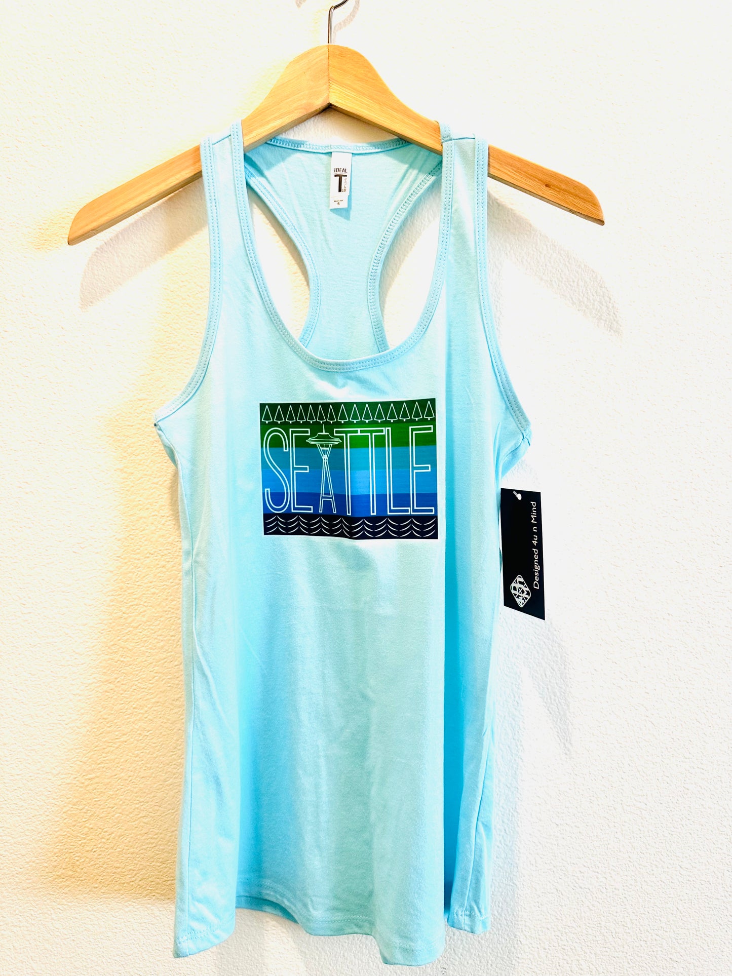 Blue SEATTLE Space needle Women's Cotton poly blend Graphic Tank Top