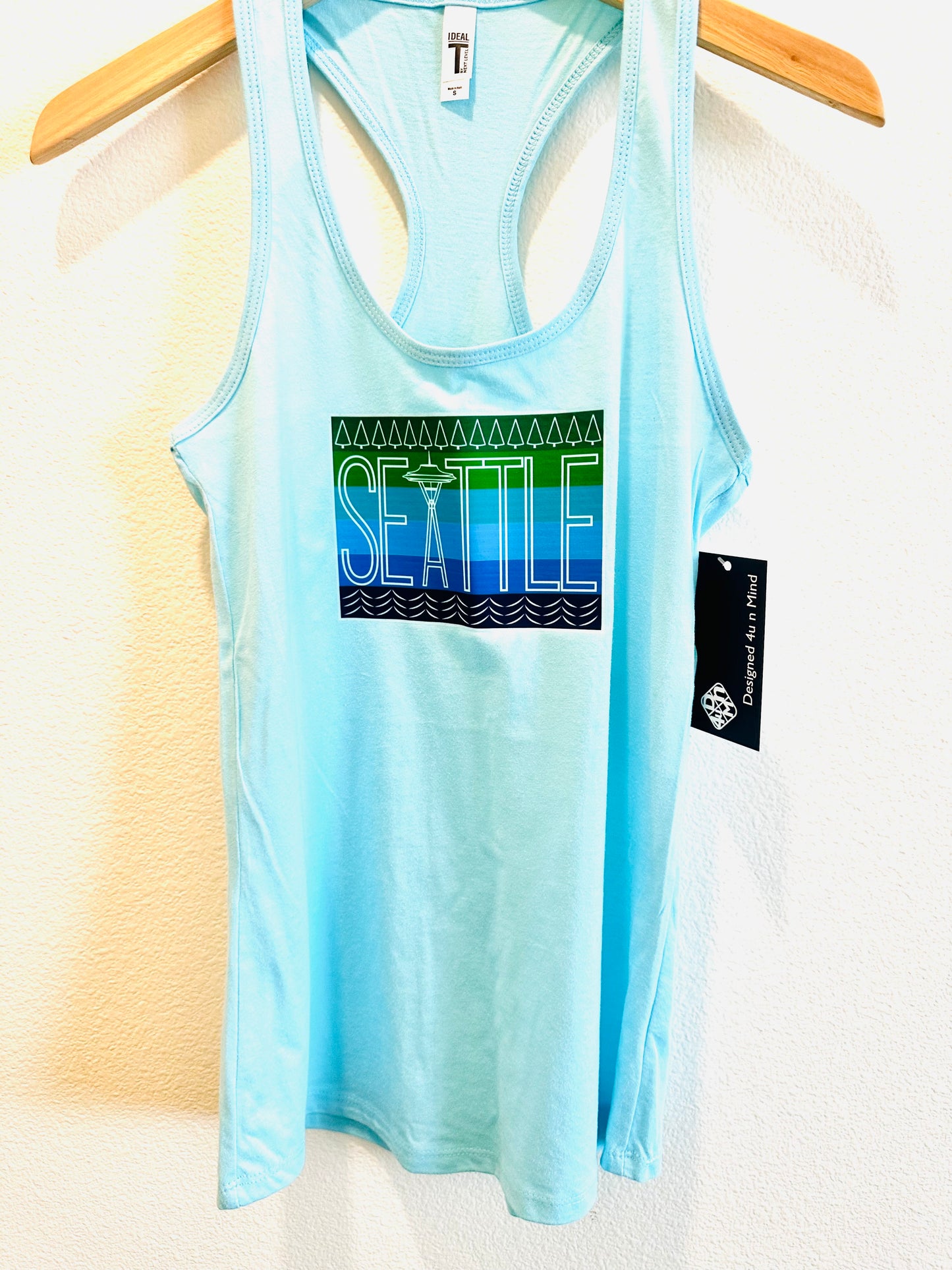 Blue SEATTLE Space needle Women's Cotton poly blend Graphic Tank Top