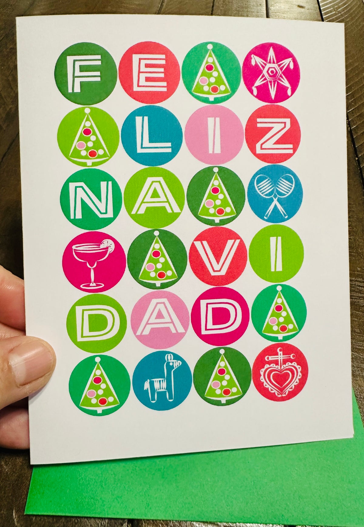 Feliz Navidad Balls Colorful Boxed Christmas card set of 10