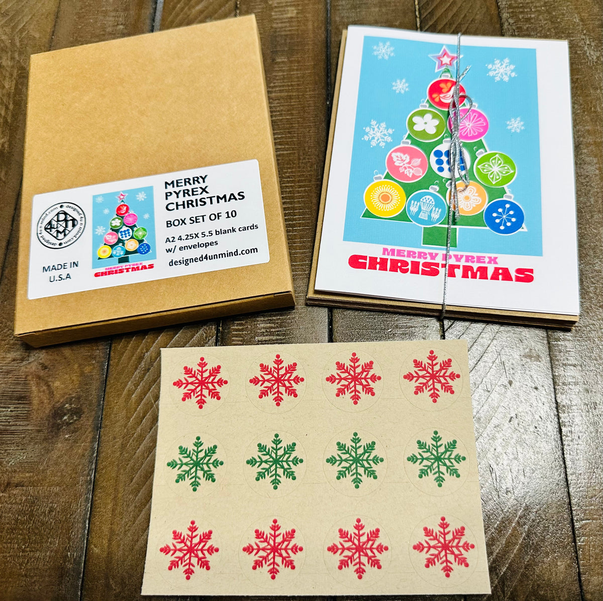 Merry PYREX Christmas Tree! Holiday Boxed Christmas card set of 10