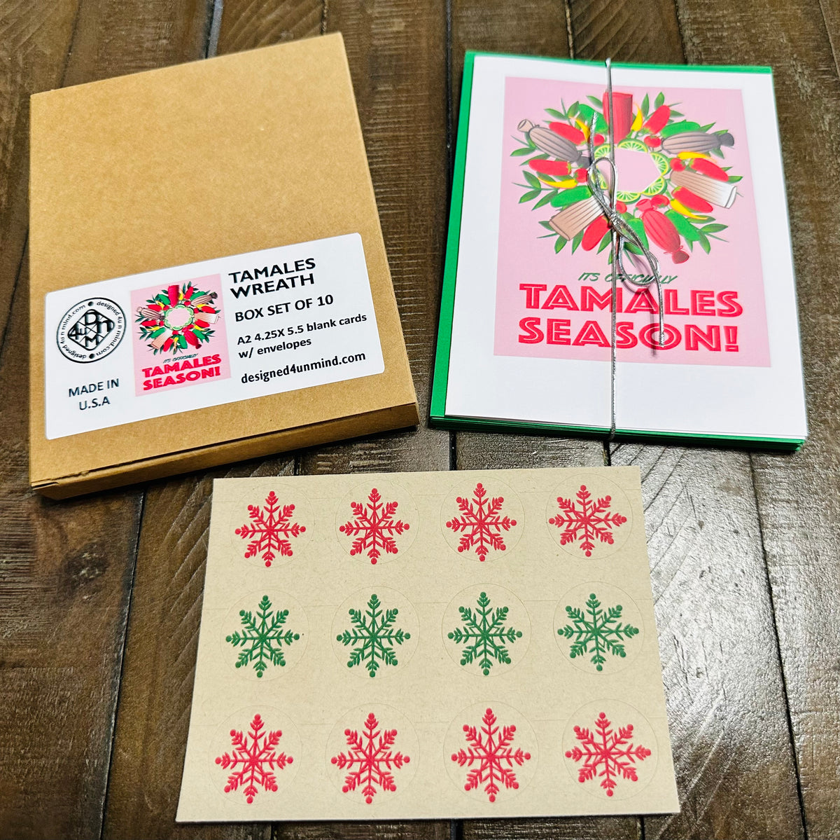 Its Officially Tamales Season Wreath Boxed Christmas card set of 10