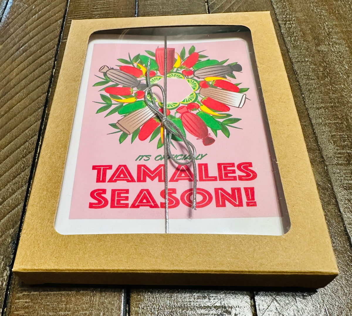Its Officially Tamales Season Wreath Boxed Christmas card set of 10