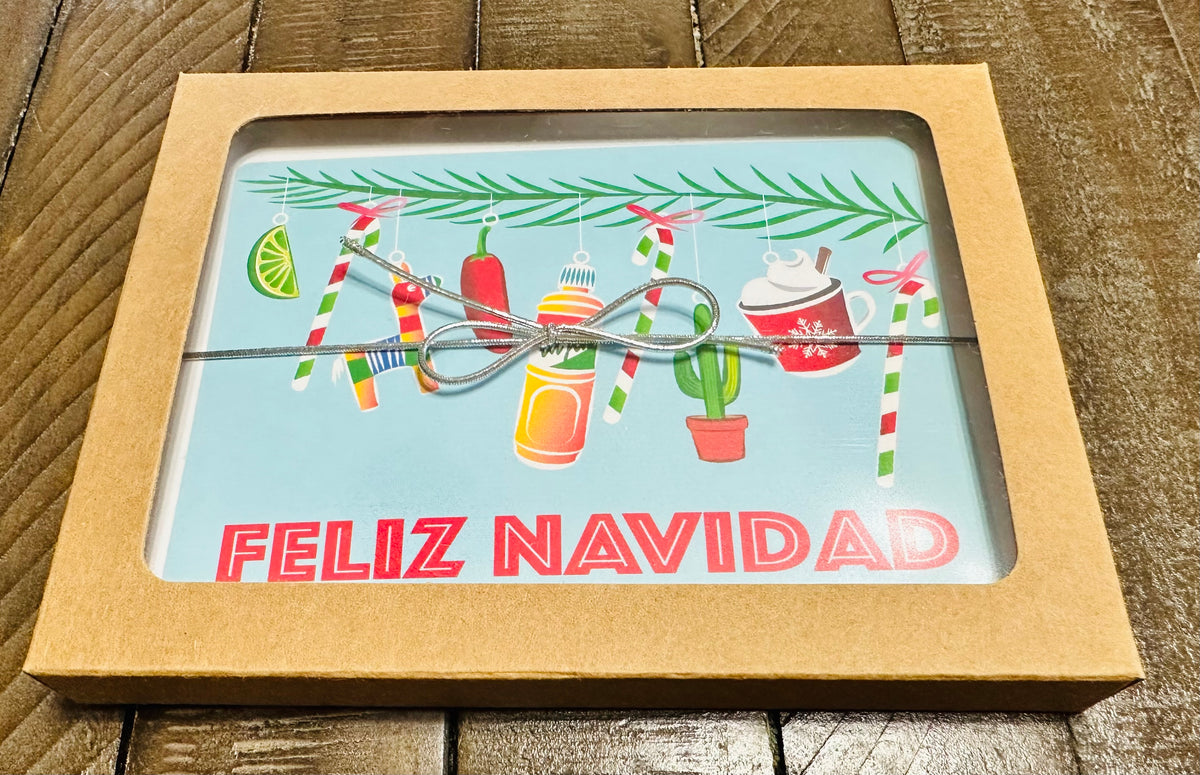 Feliz Navidad Ornaments Boxed Christmas card set of 10