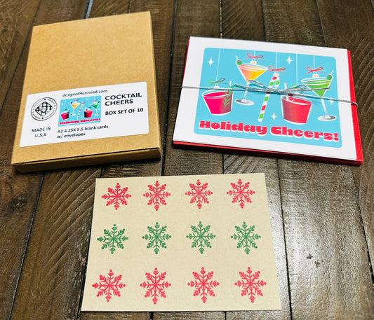 Holiday Cheers & Cocktails Christmas card set of 10