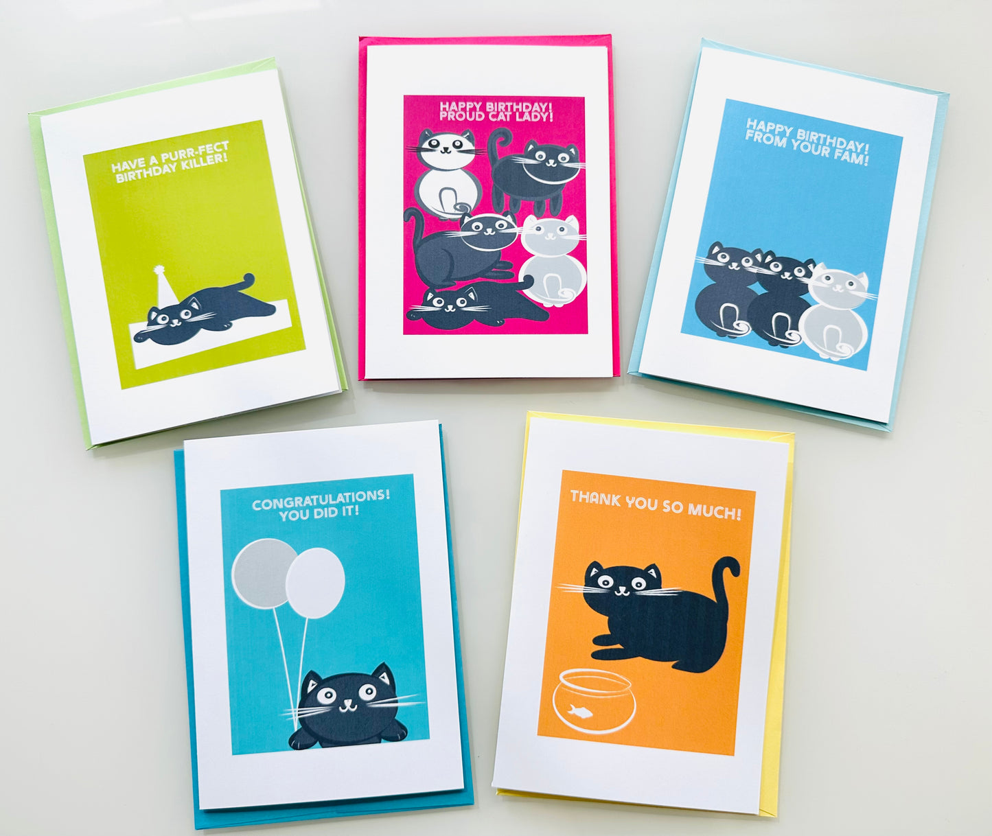 CAT LOVERS SET of 10 cards Cute & Whimsical Multi Occasion Boxed set greeting cards