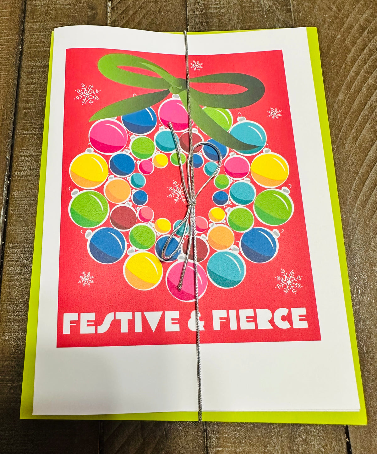 Festive & Fierce Wreath Holiday Boxed Christmas card set of 10
