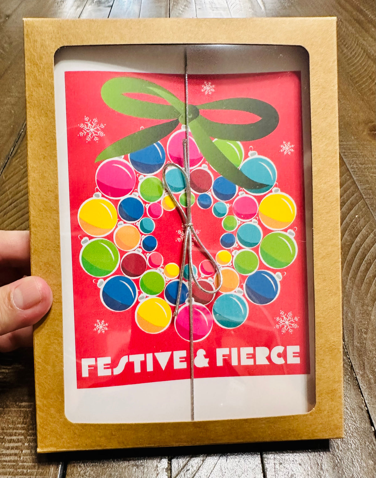 Festive & Fierce Wreath Holiday Boxed Christmas card set of 10