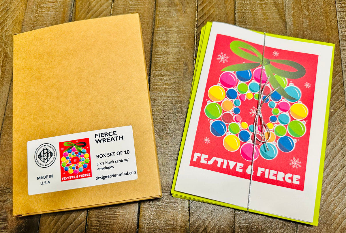 Festive & Fierce Wreath Holiday Boxed Christmas card set of 10
