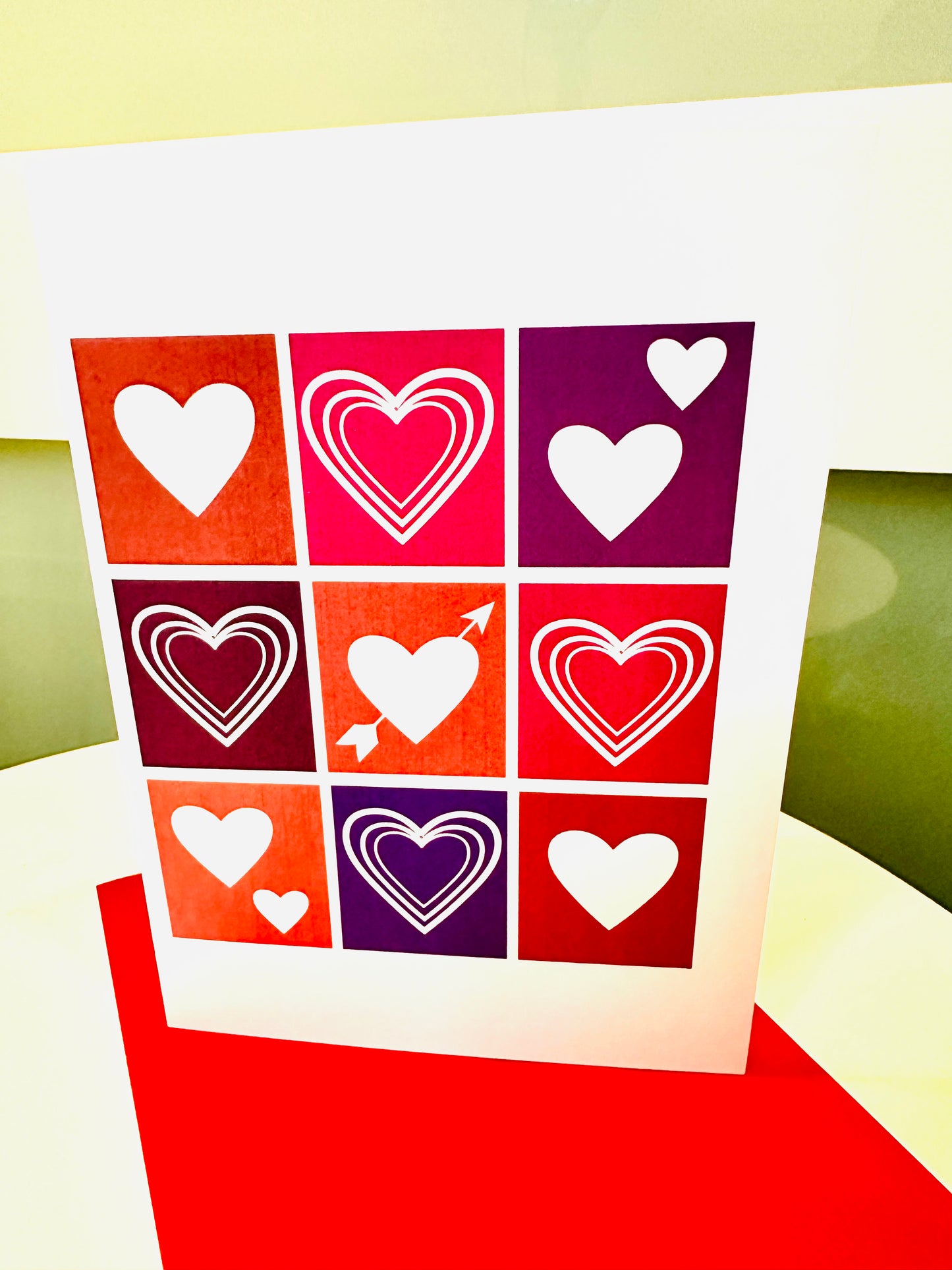 Tic Tack Hearts 5x7 Anniversary Greeting Card Say with multiple hearts!