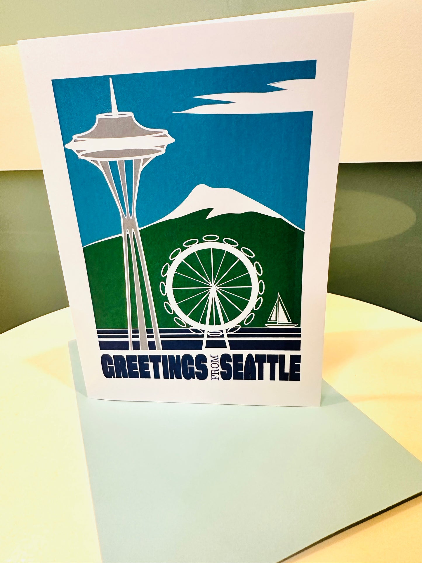 Blue GREETINGS FROM SEATTLE 5x7 boxed note card set of 10
