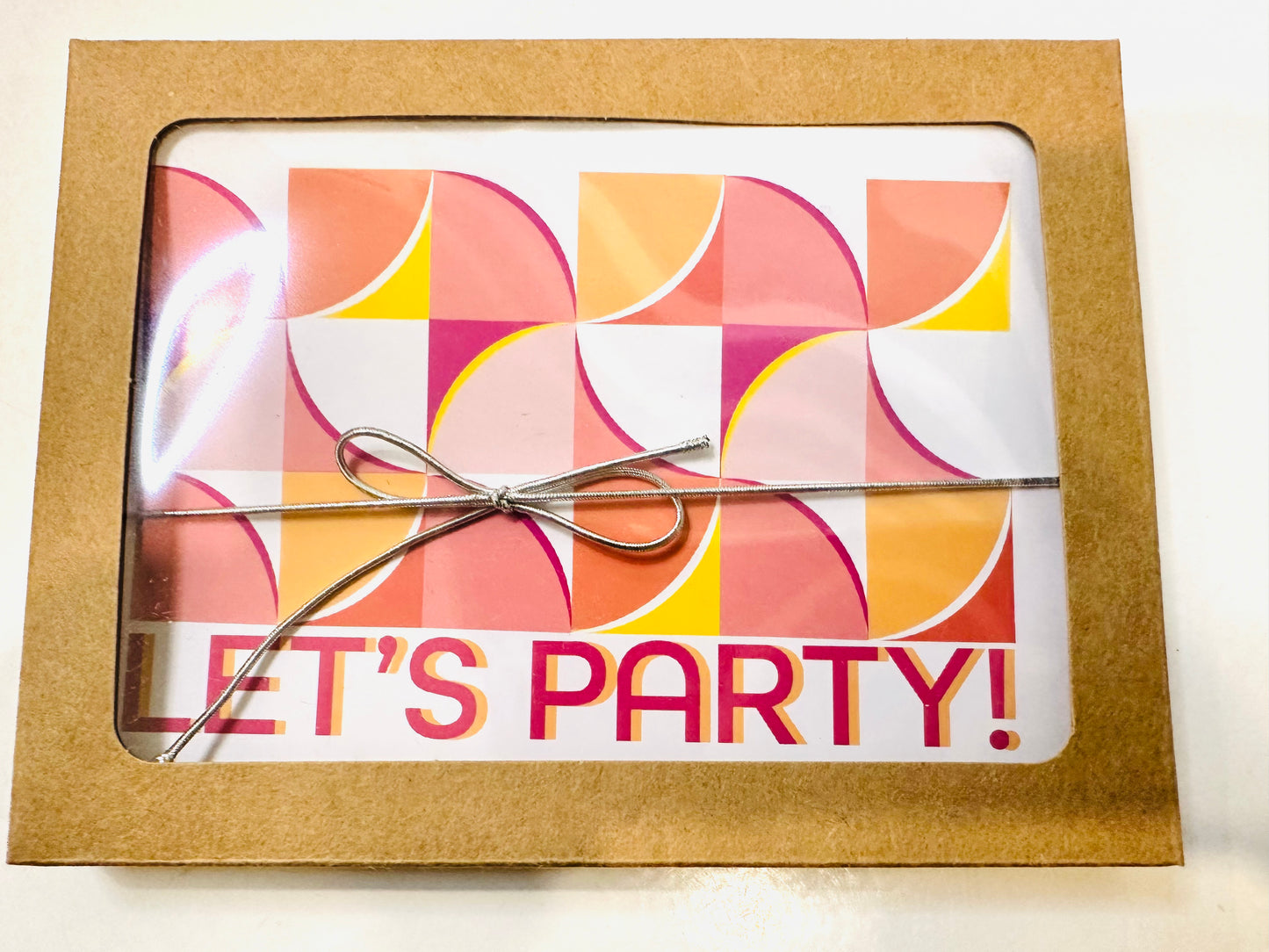 Pink LETS PARTY Geometric Invitations A2 Boxed note card set of 10