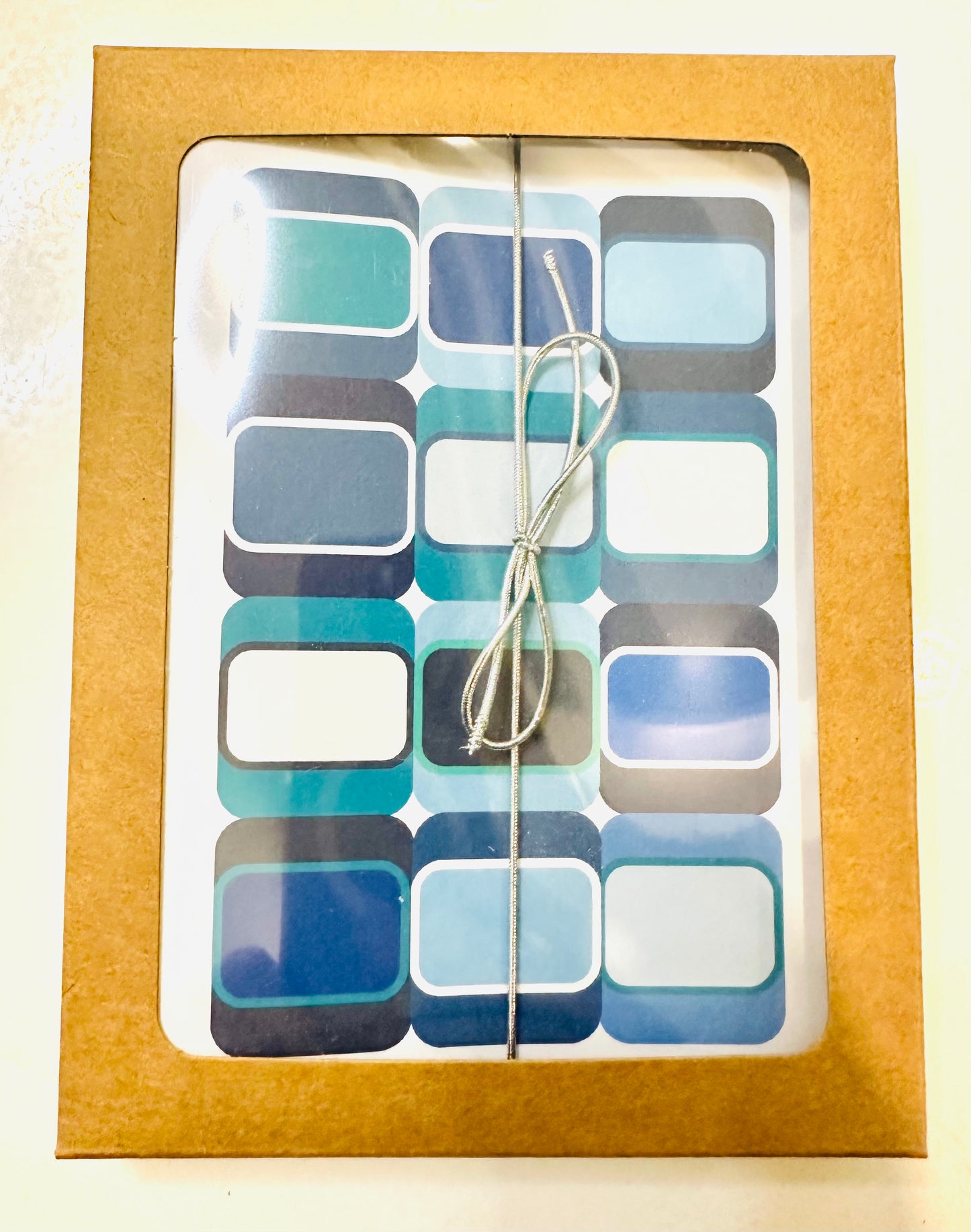 Blue SOFT SQUARES A2 5.5L X 4.25W Geometric boxed note card set of 10