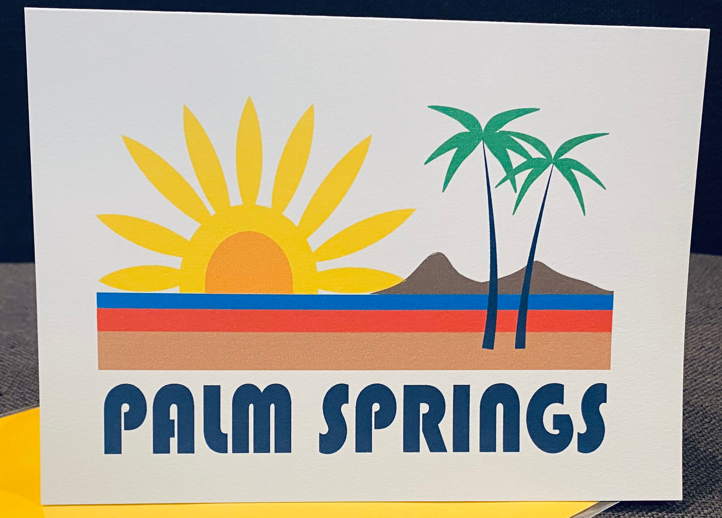 Greetings From PALM SPRINGS Landscape or Icons Note Card 5x7 sun palms cocktails and rainbows card