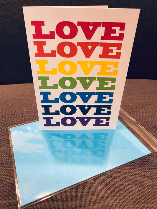 LOVE X 7  Rainbow colored Anniversary Card 5x7  LGBTQ+ card is inspired by the pride flag!
