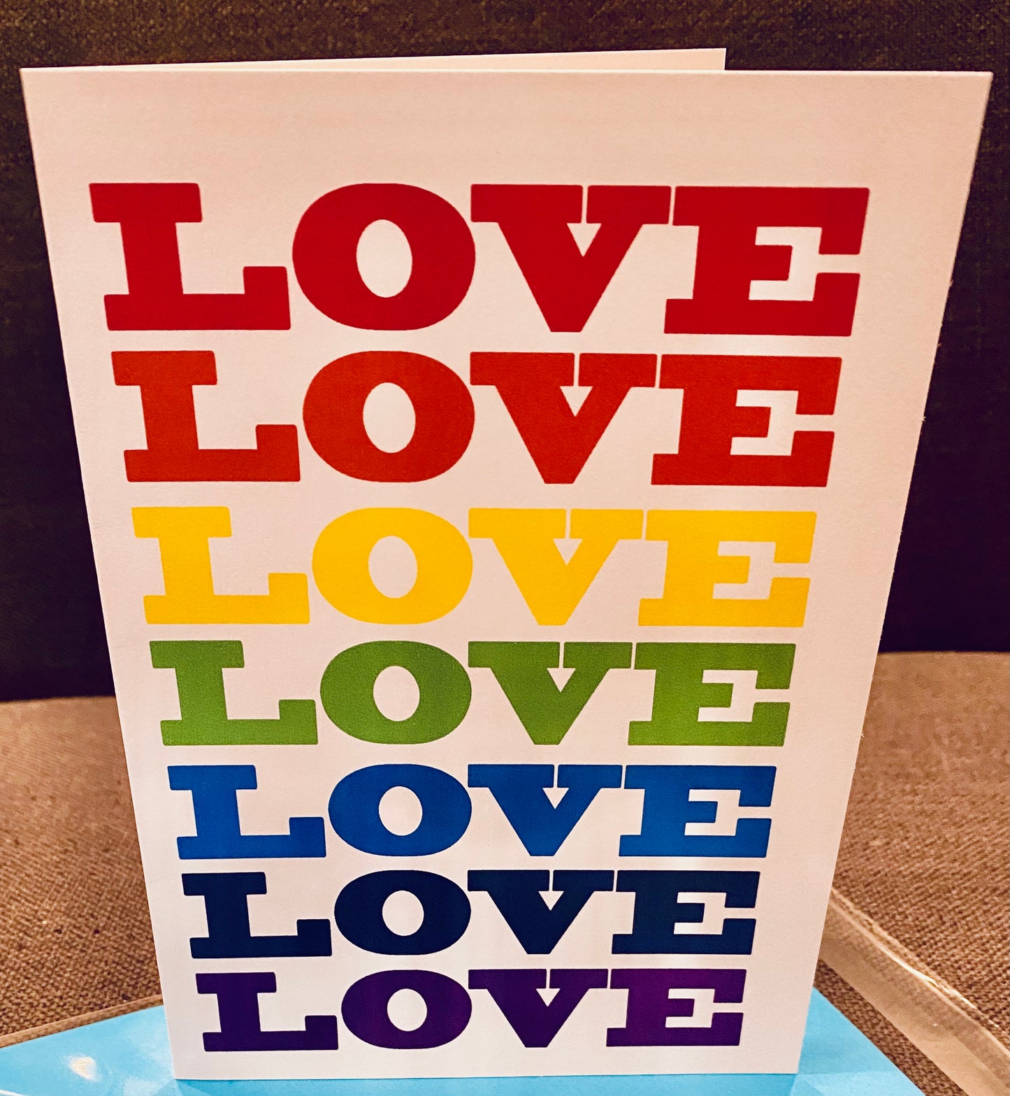 LOVE X 7  Rainbow colored Anniversary Card 5x7  LGBTQ+ card is inspired by the pride flag!