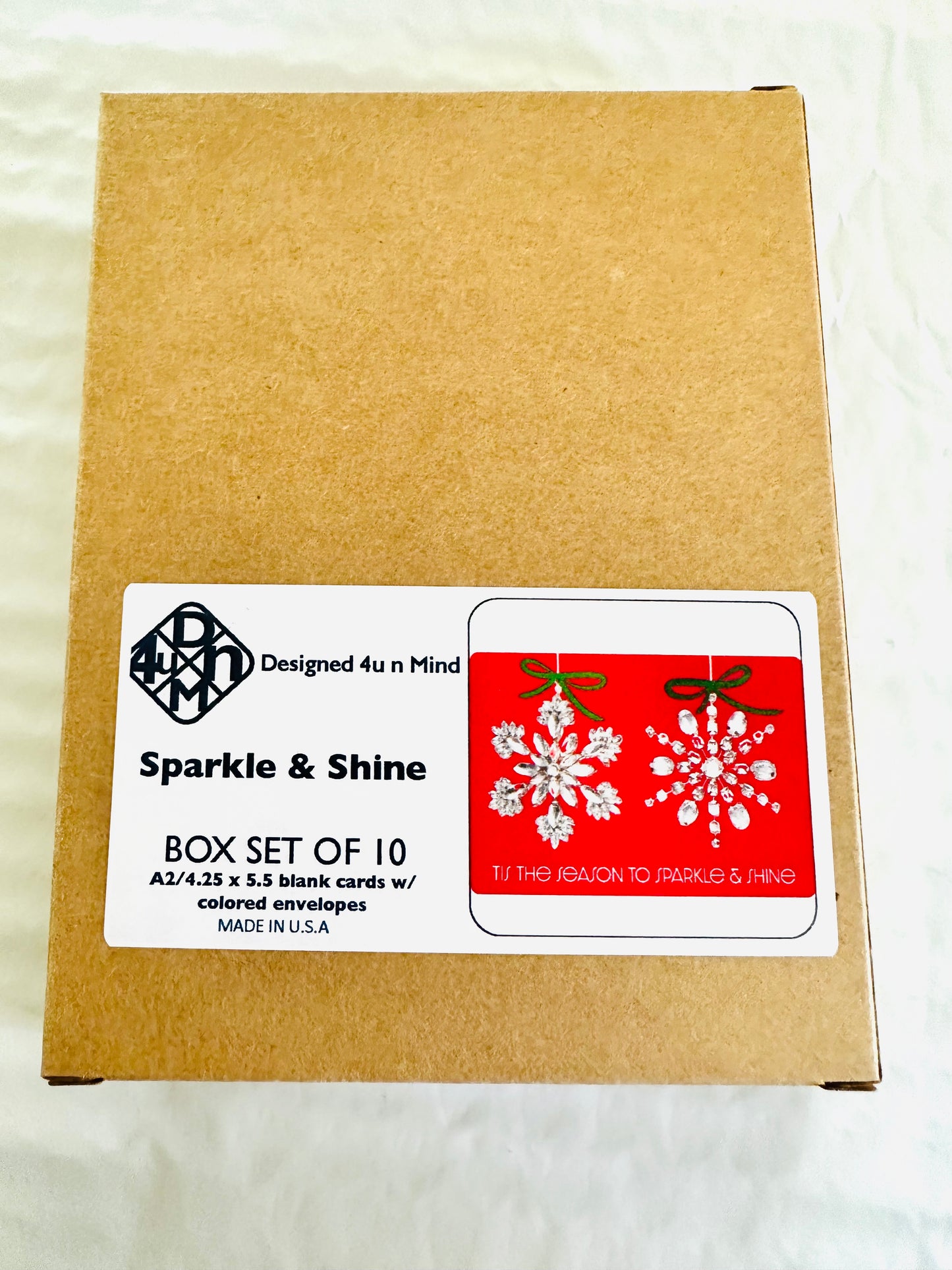 Tis the Season to Sparkle & Shine Holiday Boxed Greeting card set of 10 size A2