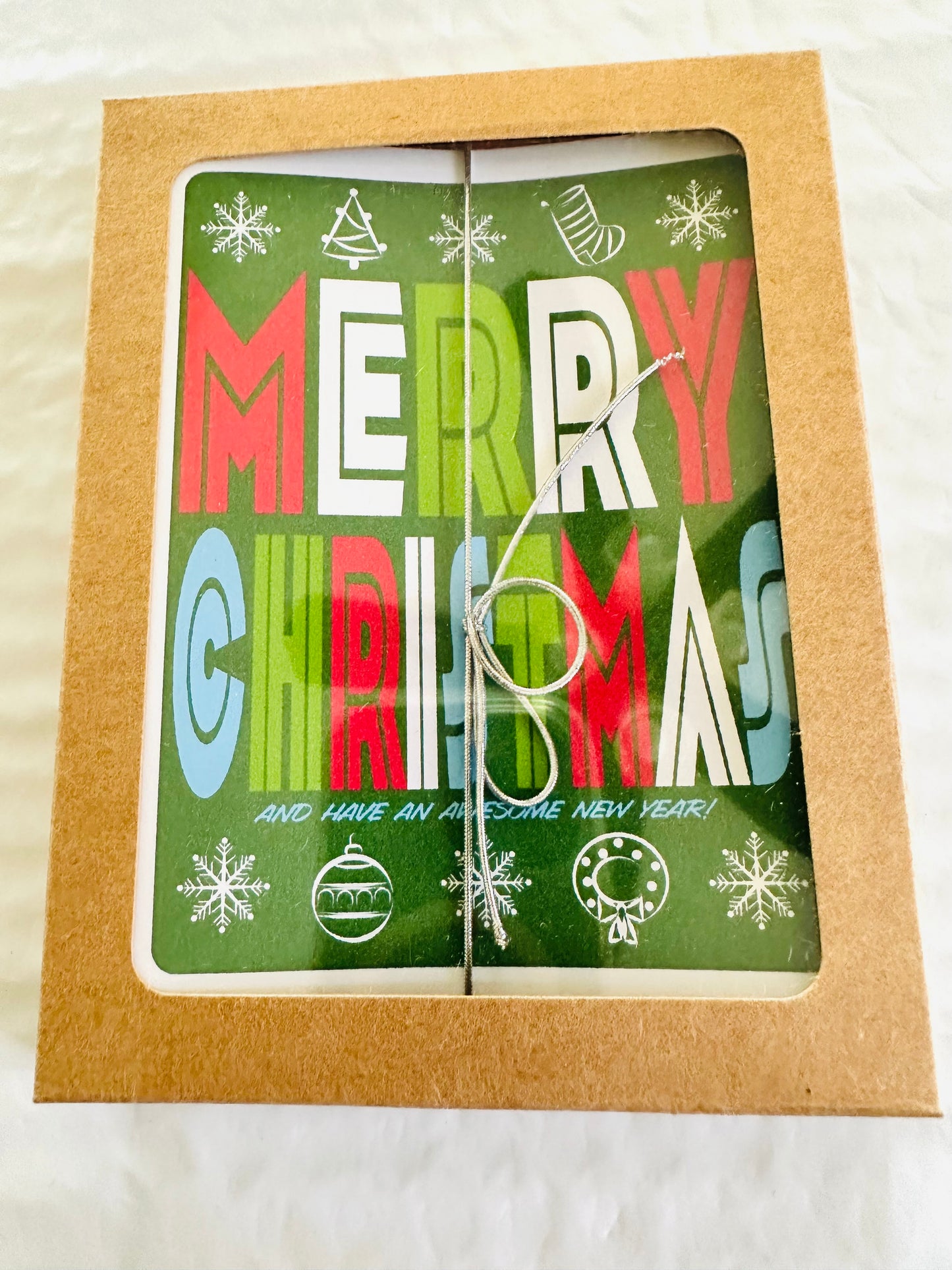 Merry Christmas & Have an Awesome New Year! Holiday Boxed Greeting card set of 10 size A2