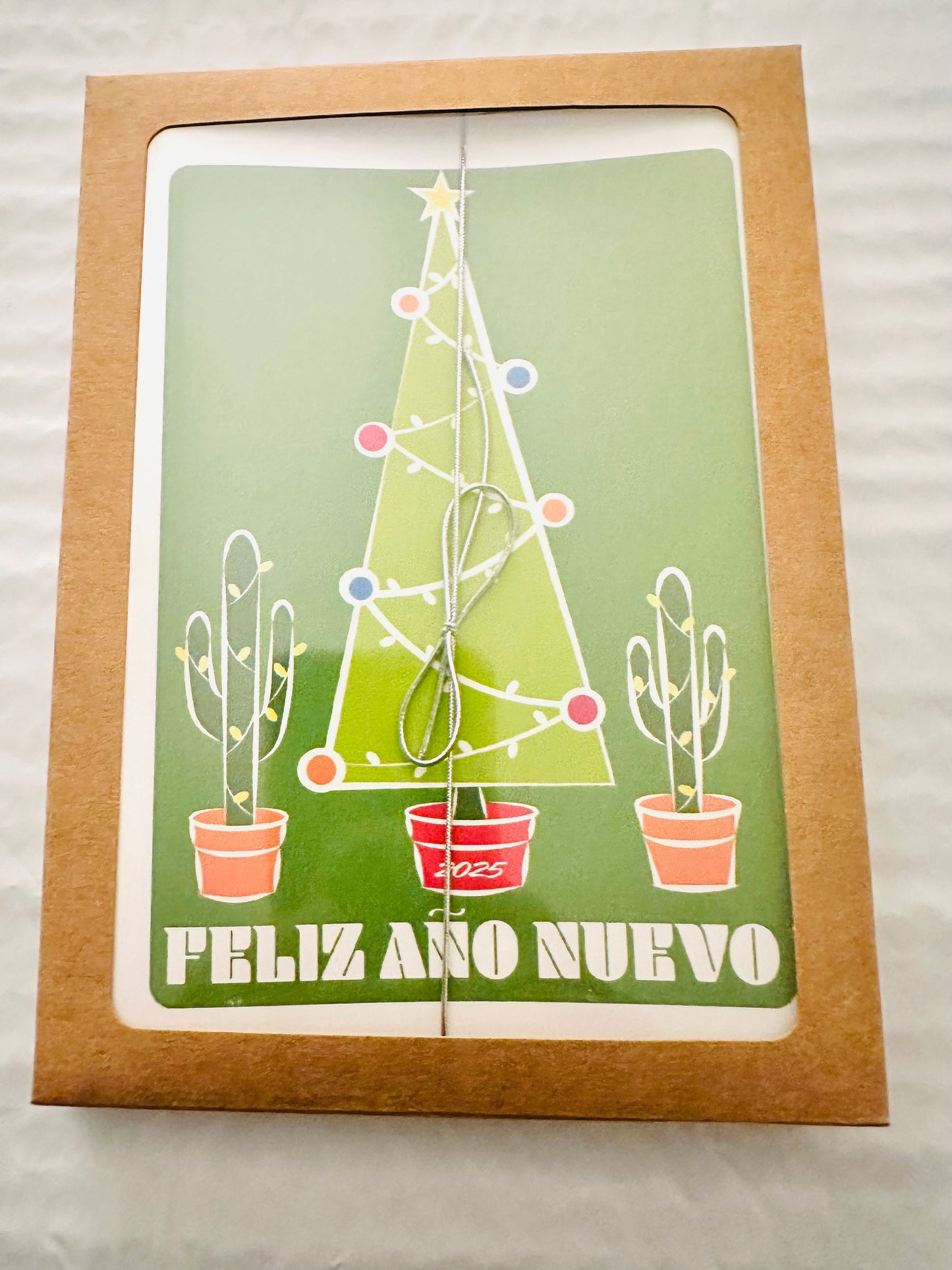 Feliz And Nuevo 2025 Holiday Boxed Stationery Greeting card set of 10 size 5 X 7