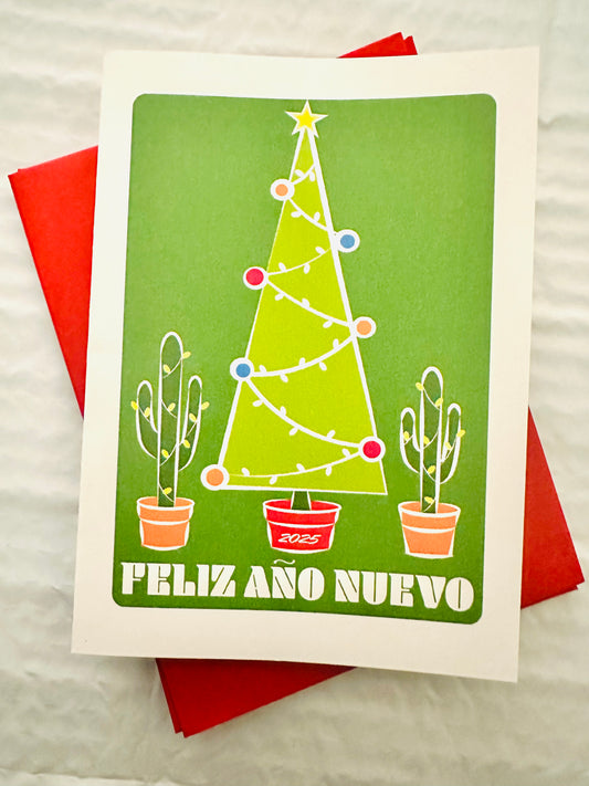 Feliz And Nuevo 2025 Holiday Boxed Stationery Greeting card set of 10 size 5 X 7