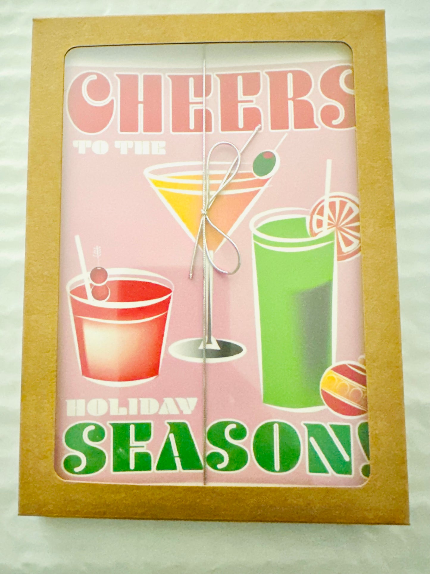 Cheers to the Holiday Season Boxed Stationery Greeting Postcard set of 10 size 5 X 7