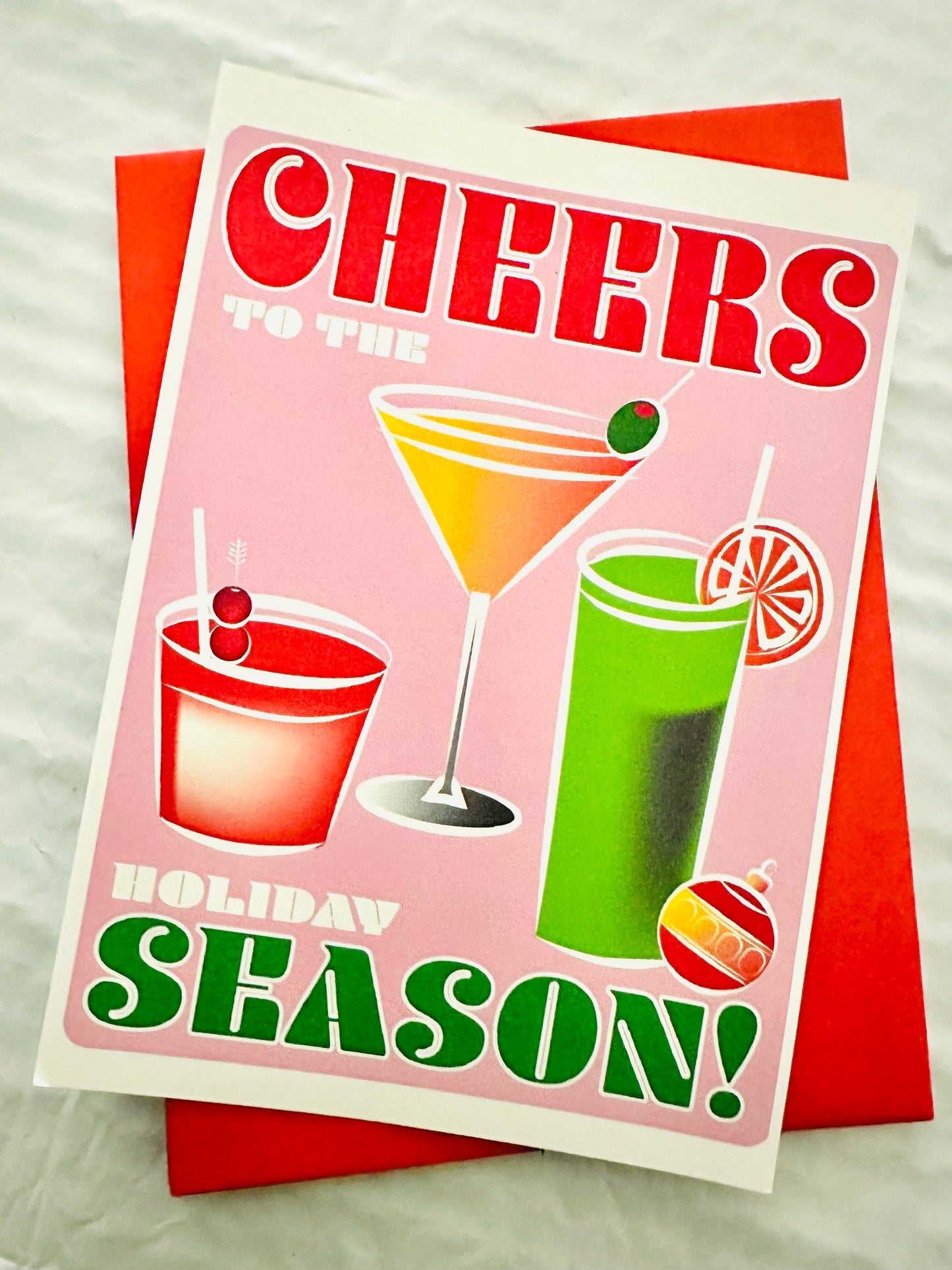 Cheers to the Holiday Season Boxed Stationery Greeting Postcard set of 10 size 5 X 7