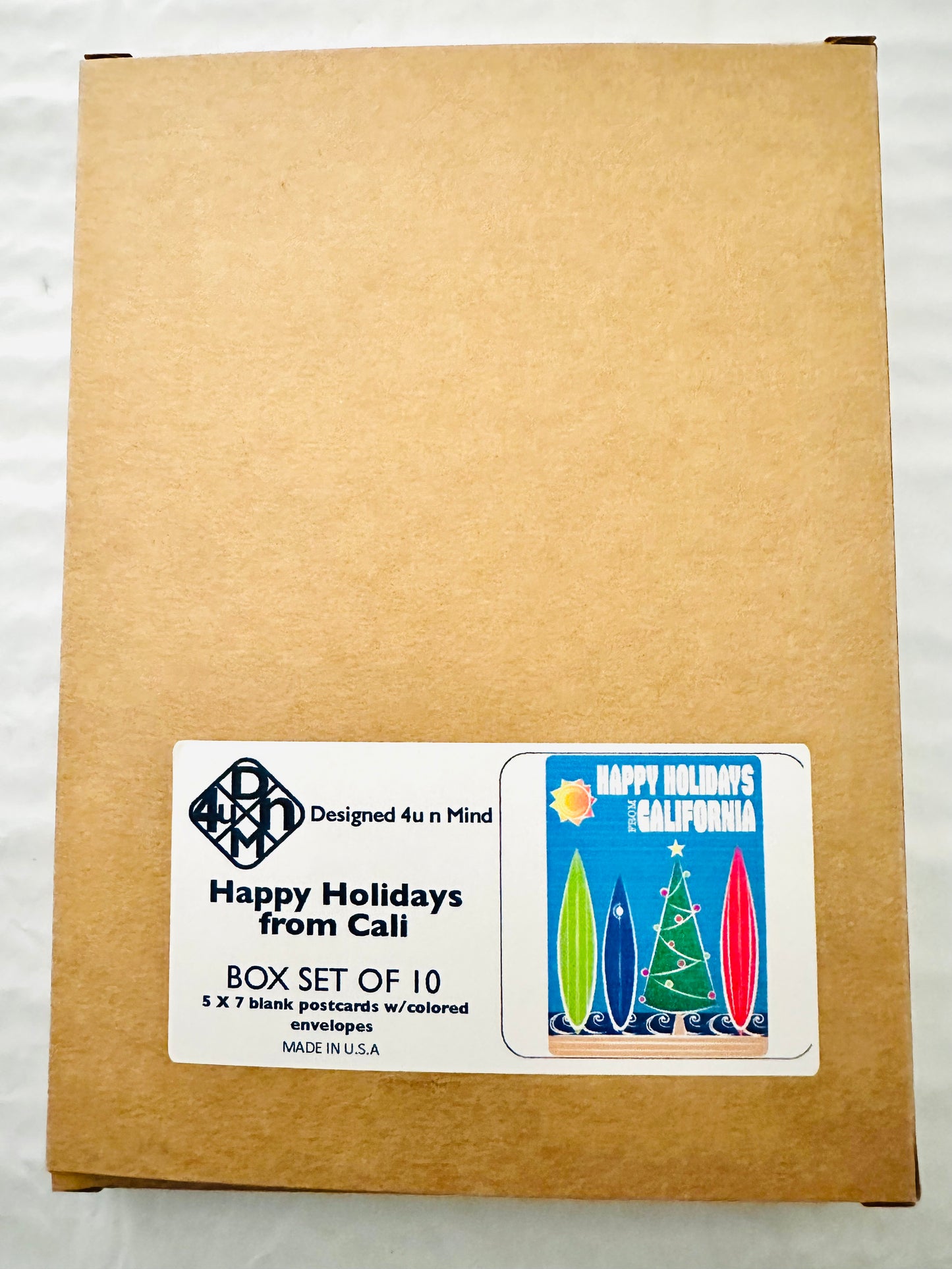 Happy Holidays from California Boxed Stationery Greeting Postcard set of 10 size 5 X 7