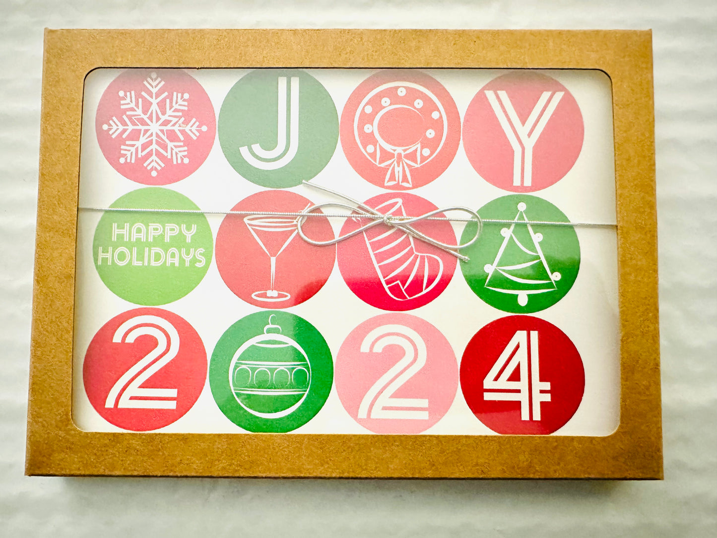 Joy Happy Holidays 2024 Boxed Stationery Greeting Postcard set of 10 size 5 X 7